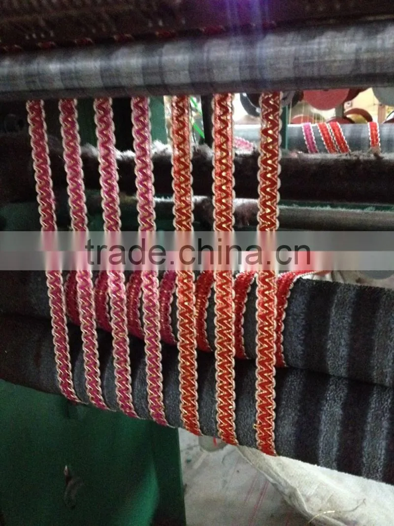 golden metallic thread tinsel pretty decorative red braid trimming