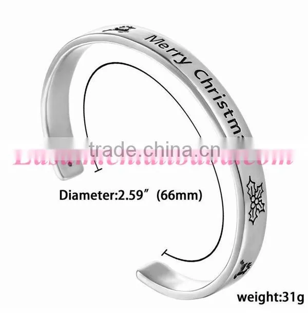 Zinc alloy main material christmas jewelry letter christmas element cuff bangle