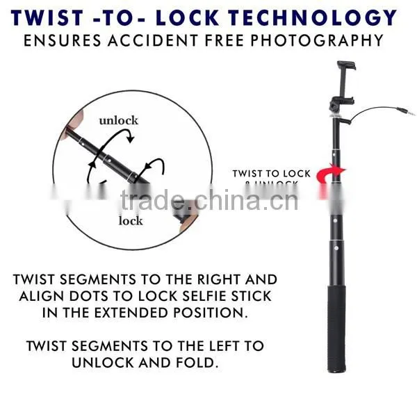 Hot selling wired selfie stick