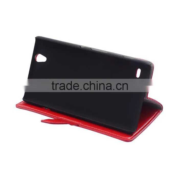 Wholesale Flip Cover Leather Case For Sony C4,For Sony C4 Book Cover Stand Case