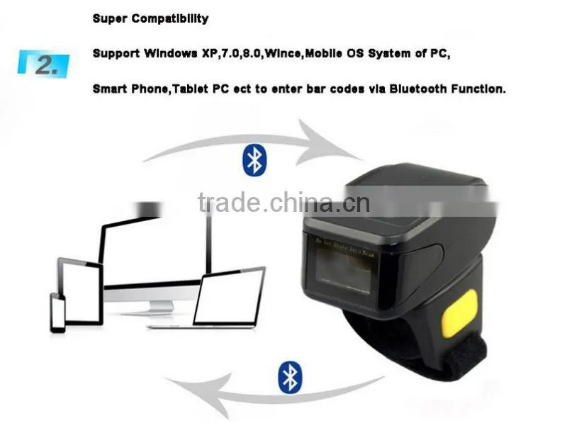 1D Bluetooth Portable Wearable Ring Barcode Scanner BR30 Mini Scanner
