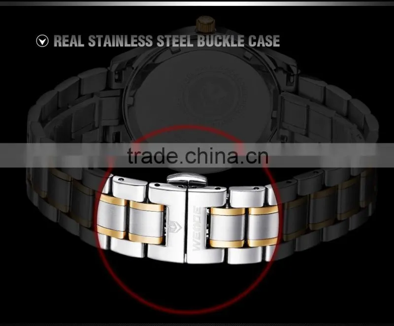 HOT SELLING!China Brand WEIDE Luxury Rose Gold Full Steel Waterproof Quartz Sports Men Watch 93005GG