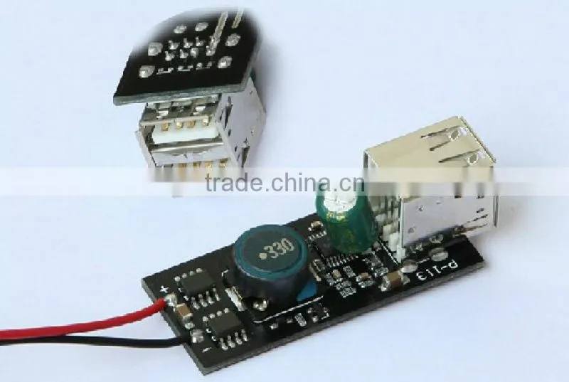 12v to 5v usb charger pcb board wide range input 9-40v to 5v 2.1A * 2 dual USB output 5A max for cellphone ,car,truck , PDA etc