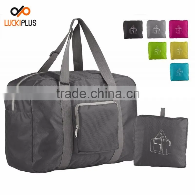 Luckiplus Foldable Travel Duffel Bag Luggage Sports Gym Water Resistant Nylon Blue