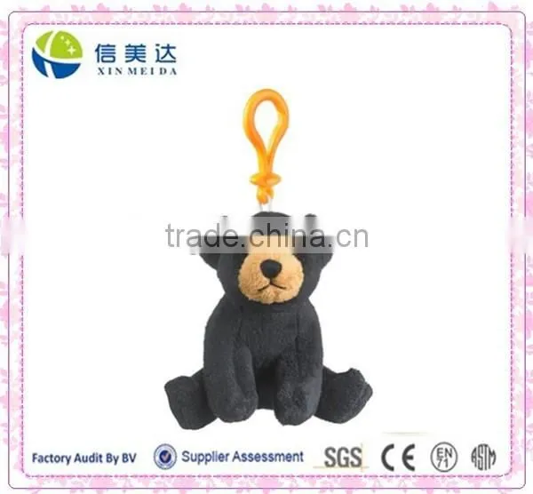 Plush Black Bear Stuffed Animal Backpack Clip Toy Keychain