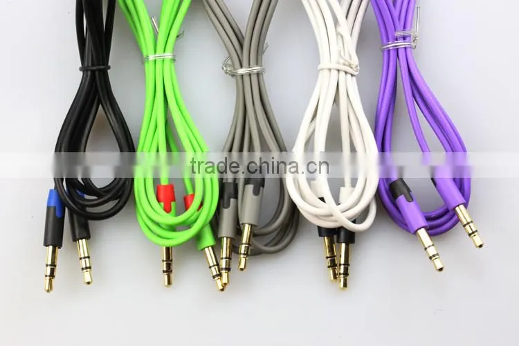 3.5mm Colorful flat type Aux audio Cable Extended Audio Auxiliary Cable for iPhone