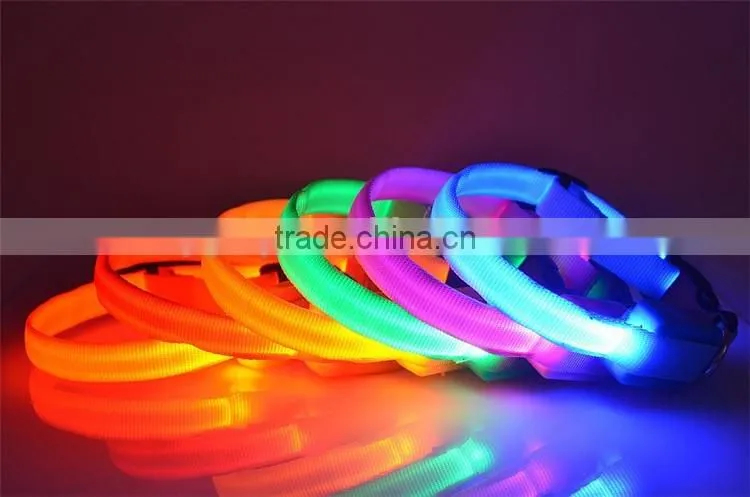 Small Scale Safety 18-28cm Pet Dog Collar LED Nylon Light-up Flashing Leash Glow for Dogs