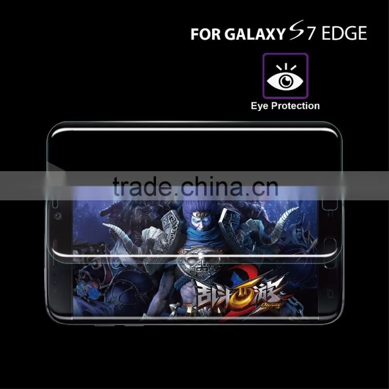 For S7 edge tempered glass screen protector, clear 3D curved full cover glass for s7 edge