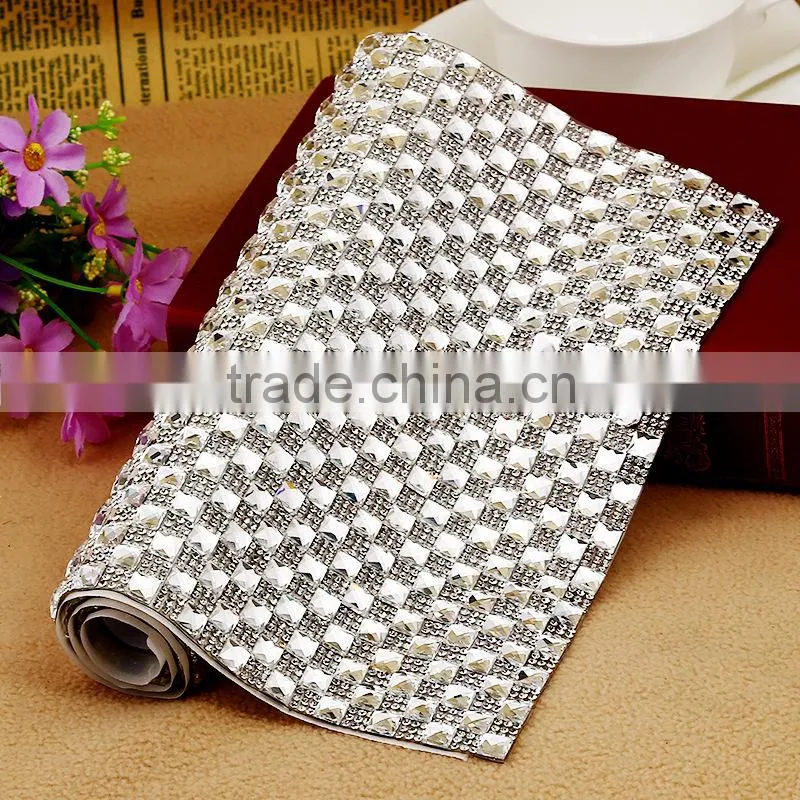 Bling Bling 24x40cm Decorative Shaped Rhinestone Mesh , Fancy Rhinestone Sheet For DIY cut