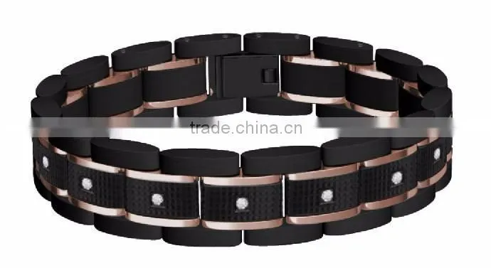 Top quality CZ & carbon fiber inlay stainless steel bracelet tungsten carbide mens bracelet