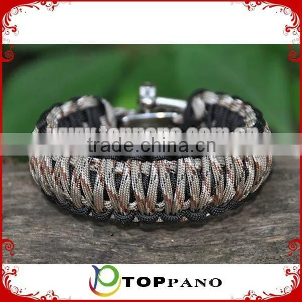 fashion design colorful alloy paracord survival bracelet with good durable