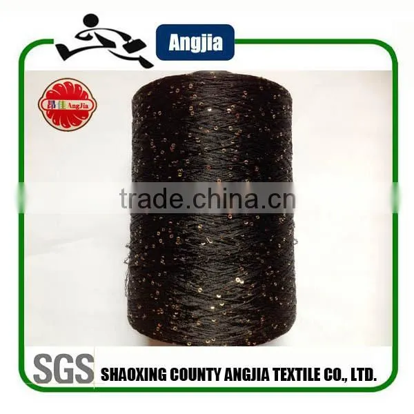 New 2MM black polyester sequin yarn for sweater