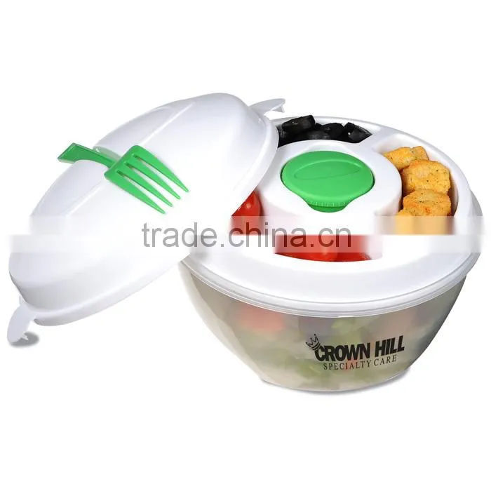 BFA free Plastic Salad Bowl Set with lid on the go