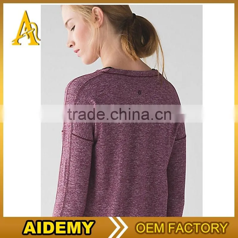 2016 plain design pink color v neck sports training tshirts women