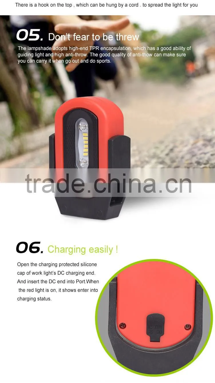 Rechargeable LED work lamp with red and blue warning light and SOS function