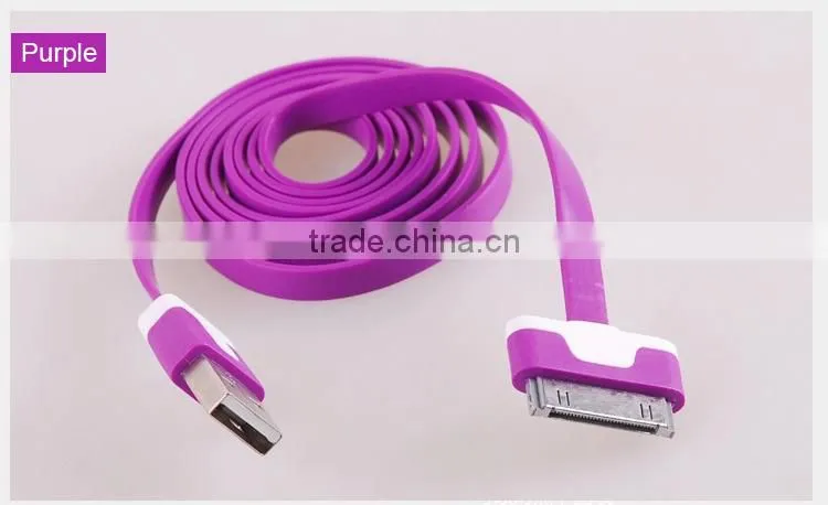 Noodle flat usb data charger cable for iphone 4
