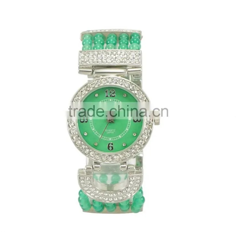 Fashion design colorful bead band Europe style wide band bracelt watches factory watch ladies casual