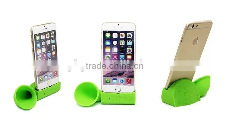 2015 silicone amplifier stand for iphone/silicone mini horn shaped amplifier