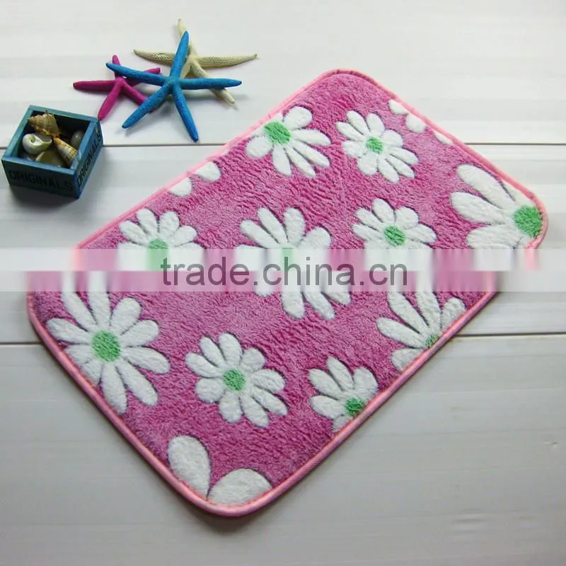 flower pattern coral velvet anti-slip rugs water absorb mat