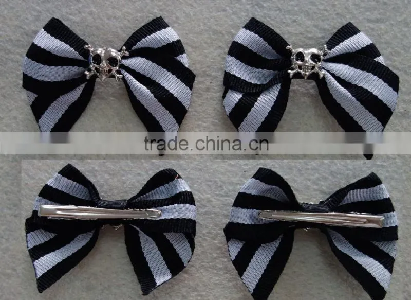 halloween butterfly tie hair clips with metal skull head accessories