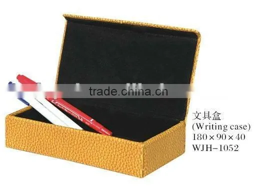 Elegant Hotel Supplies Faux Leather Covered Plush Wooden Pen Container