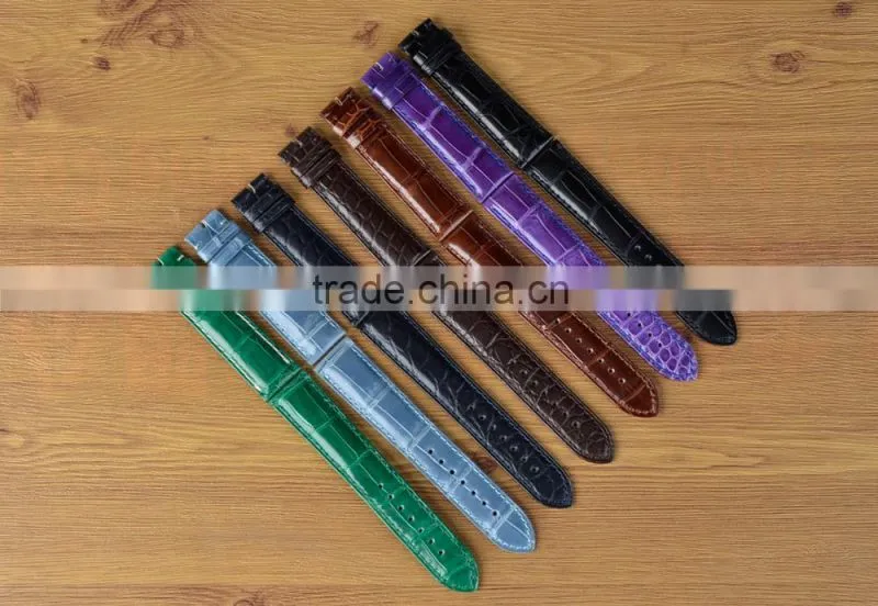 Mens 18mm Width Crocodile Leather Watch Band
