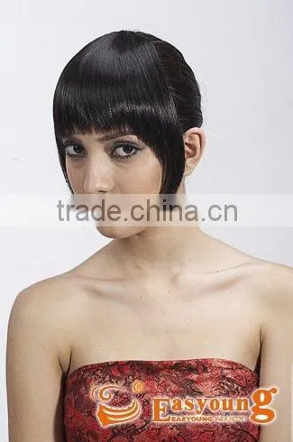 Black hairpiece fringe, synthetic hair clip on bang hair pieces