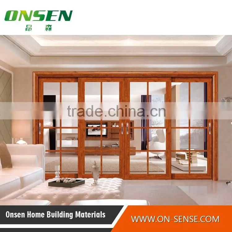 High quality modern style hollow Aluminum sliding glass door, glass sliding door price
