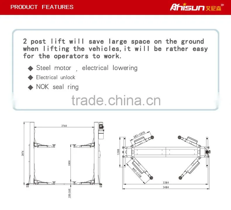 China hydraulic cheap car lifts two post 4000kg