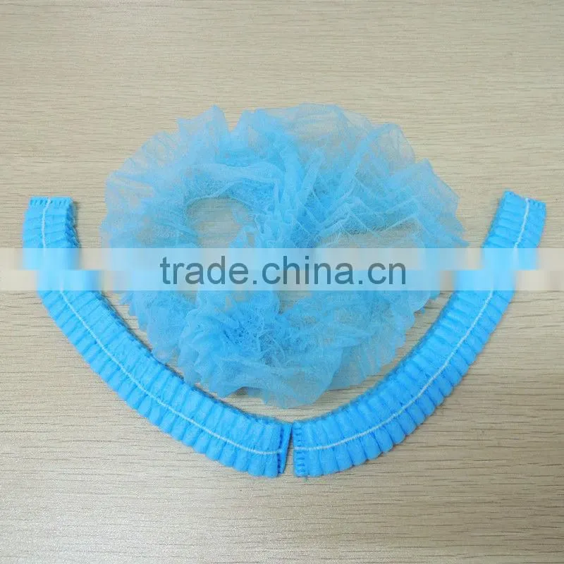 disposable breathable light blue bouffant caps