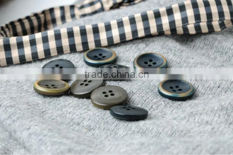 4 Holes Top Class Navy& Grey Burnt Natural Corozo Nut Button Woman