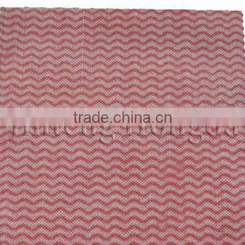 spunlace nonwoven fabric with wavy line printed ,nonwoven cleaning cloth