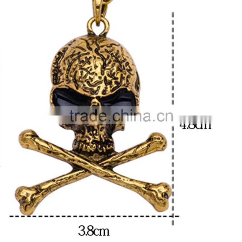 Hiphop imitation jewelry halloween necklace punk skull pendant with bone statment necklace sweater chain Yiwu factory