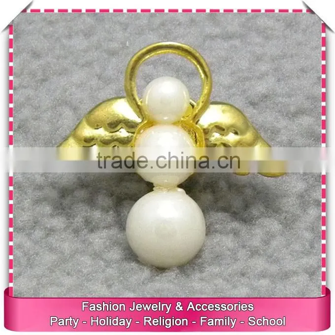 Angle shaped imitation pearl brooch, fashion imitation gold brooch wholesale