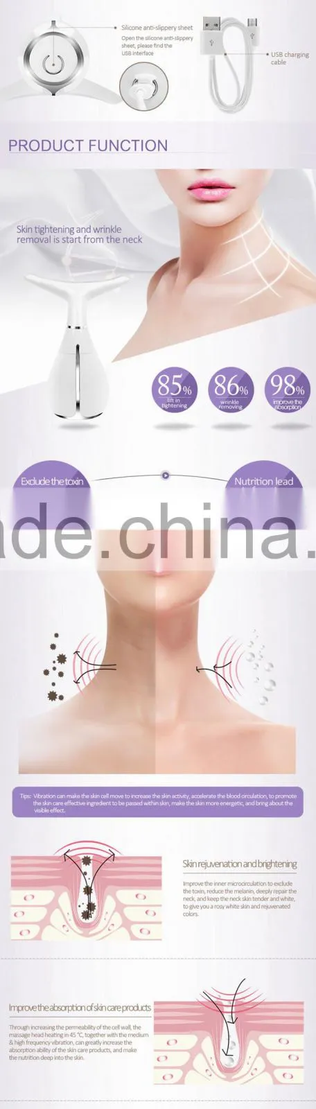 Vibrating wrinkle remover anti-aging facial and body care device best neck and shoulder massager