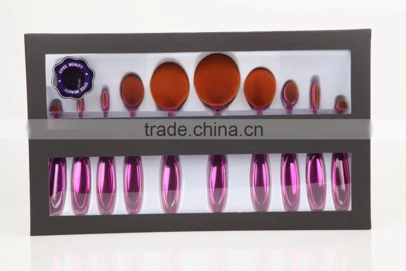 New High Quality 10pcs oval make up brush set, Oval foundation brush