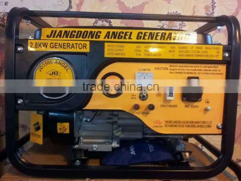 Hot sale!! Manual Jiangdong Petrol Generator, Home use JD3500 Gasoline Generator, 3kw Jiangdong gasoline generator copperwire