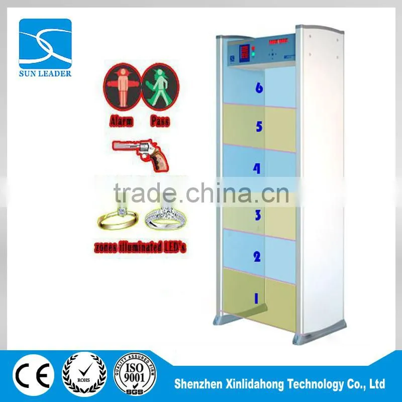 Digital Walk through metal detector 6 Detection zone security metal detector door XLD-B (LED)