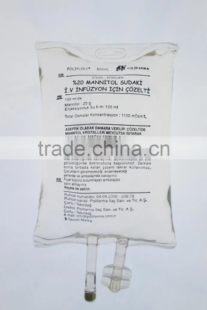 medical PVC Infusion bag/ PVC IV infusion bag (double tube )