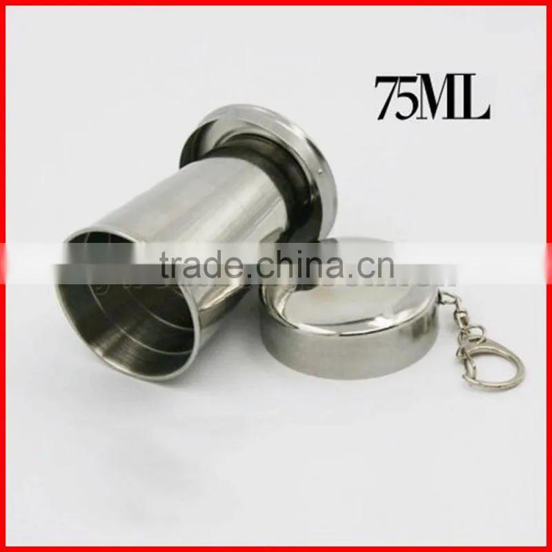 Wholesale stainless steel folding cup folding telescopic cup outdoor folding cup 304 folding cup camping climbing on foot