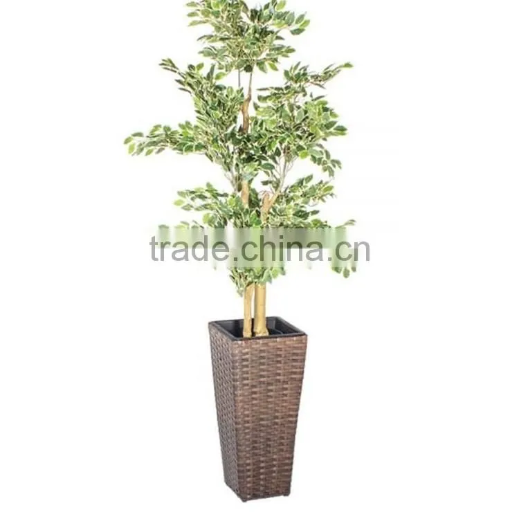 60cm height resin rattan woven large office decoration used tree pot