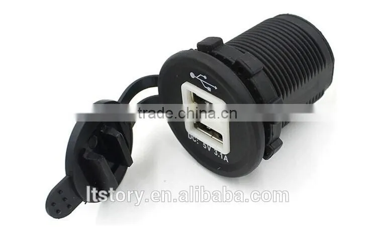 Round Waterproof DC Car Marine USB charger Socket with Plug