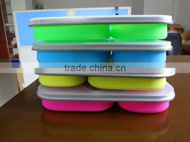 Collapsible silicone lunch box for child,high quality lunch box