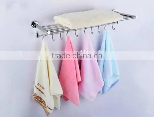 Wall Mounted Stainless Steel Bathroom Towel Rack,Towel Shelf With 6 Hook