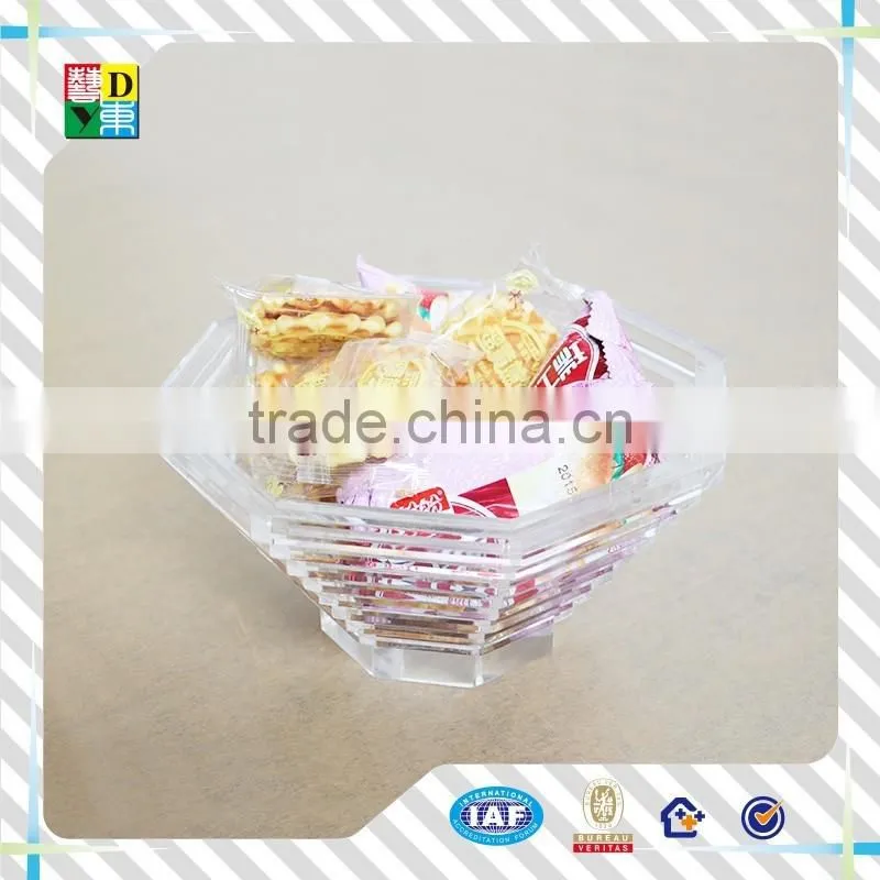 Hot sale simple acrylic clear fruit compote/modern deisgn fashion acrylic round dish for fruits for hotel use China