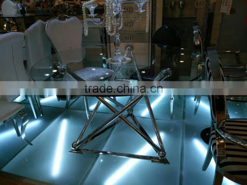 hot seller glass top stainless steel base dining table and chair