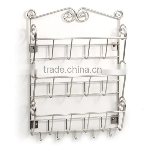 Scrollwork Design Black Metal 3 Tier Wall Mounted Mail Sorter and Key Holder Storage Organizer Rack