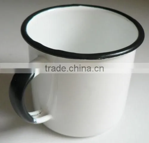 white color metal enamel mug