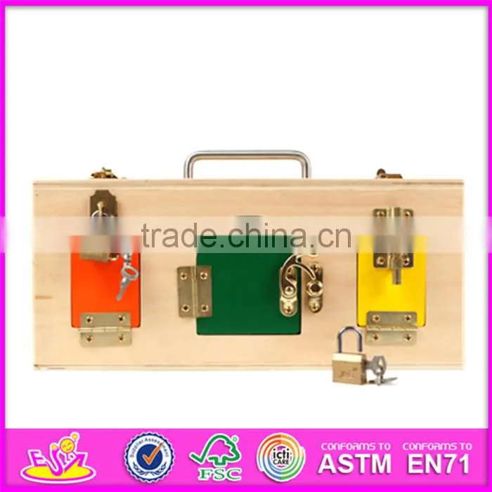 2016 hot sale kids wooden toy box with lock, top fashion children wooden toy box with lock W08C163