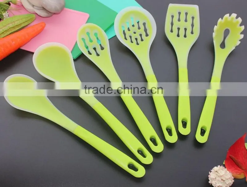 CK-3124 High quality non-stick 6pcs gadget silicone kitchen cooking tools set nylon kitchen utensil set with PP handle